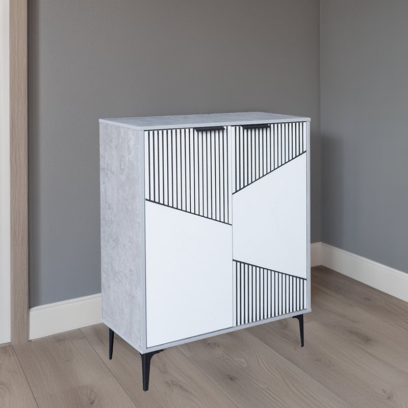 Shoe Cabinet, 94 cm, White/Grey - KM-SA25-274